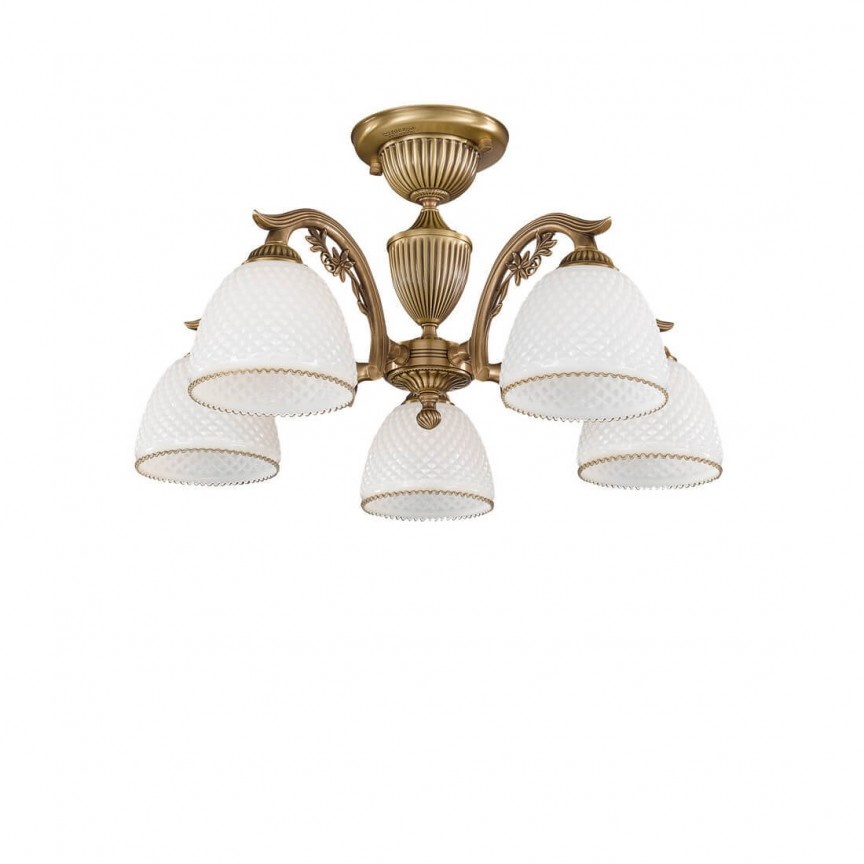 Lustra aplicata cu 5 brate clasic design italian din alama si sticla 8601 RA-PL. 8621/5