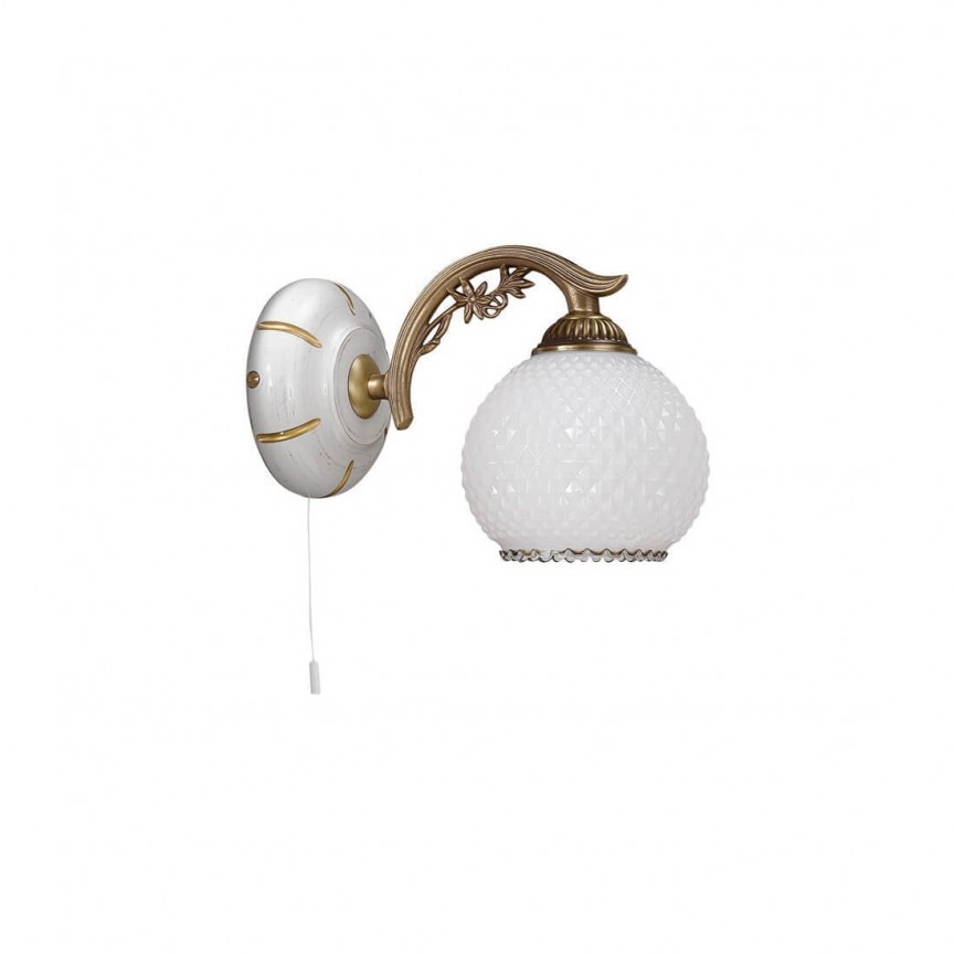 Aplica de perete clasic design italian din alama, sticla si lemn 8605 RA-A. 8605/1