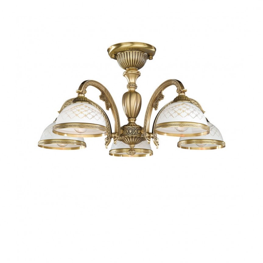 Lustra aplicata cu 5 brate clasic design italian din alama, sticla 7002 RA-PL. 7022/5
