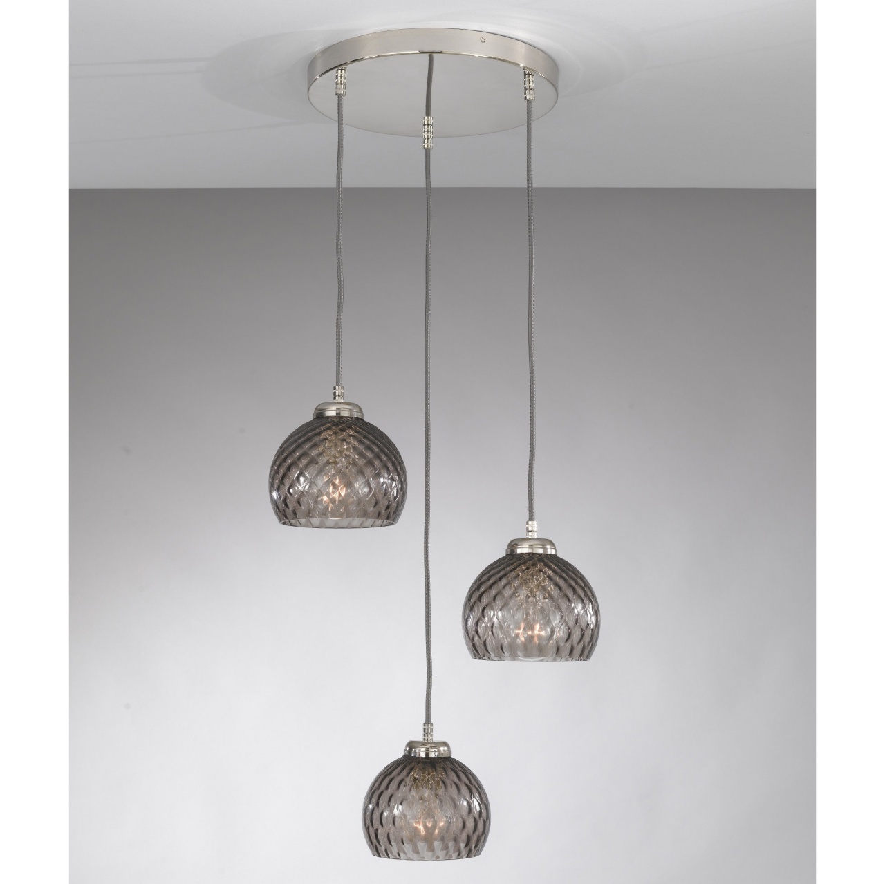 Lustra moderna cu 3 pendule design italian 10003 fumuriu