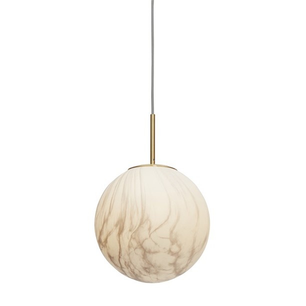 Lustra, pendul din sticla cu aspect de marmura Carrara large auriu