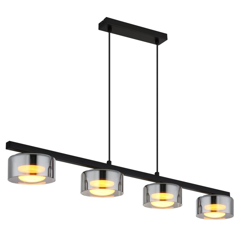 Lustra suspendata din metal negru cu sticla fumurie HIGGINS 4L