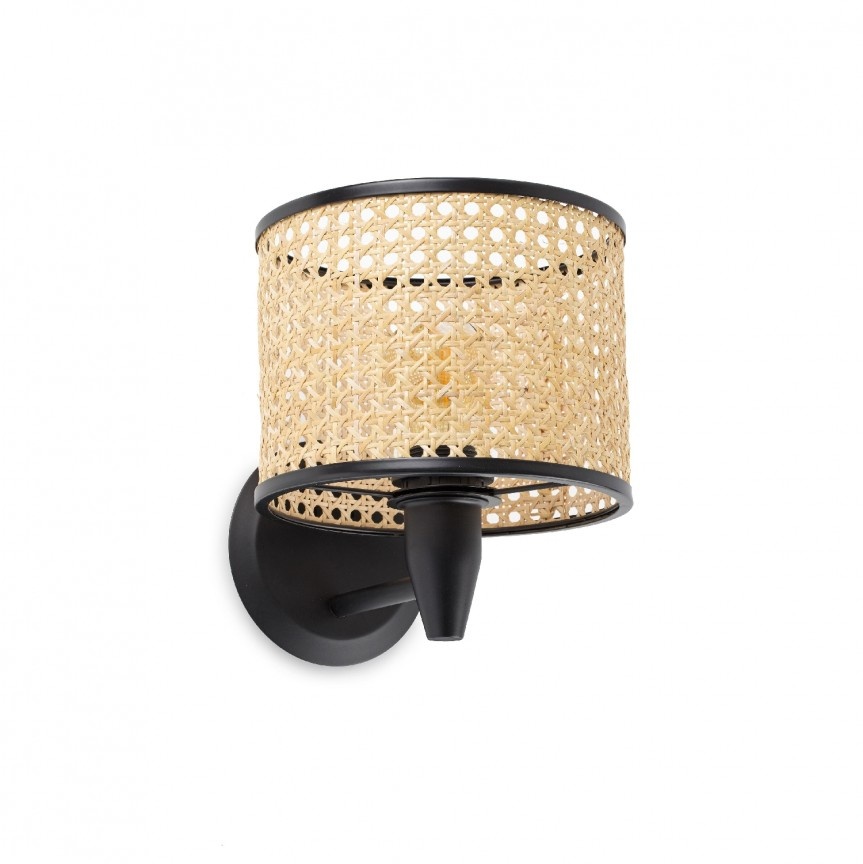 Aplica de perete moderna design natural MAMBO negru/ratan 64307-47