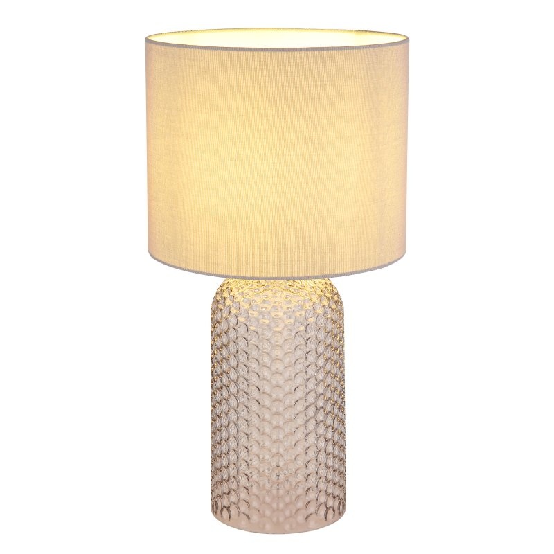 Lampa de masa cu baza din sticla gri abajur textil gri SOFIA