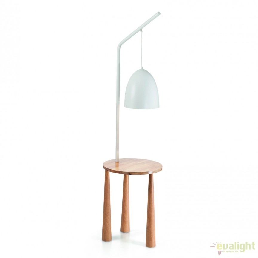 Lampadar cu suport din lemn, masuta cu 3 picioare PIANO PT1 BIANCO 138282