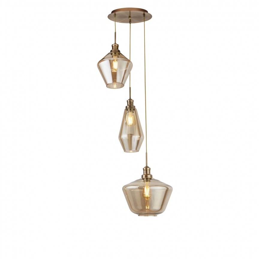 Lustra cu 3 pendule din sticla champagne Mia 5423-3AB SRT