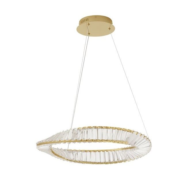 Lustra LED suspendata , dimabila, cristal design elegant AURELIA auriu 60cm