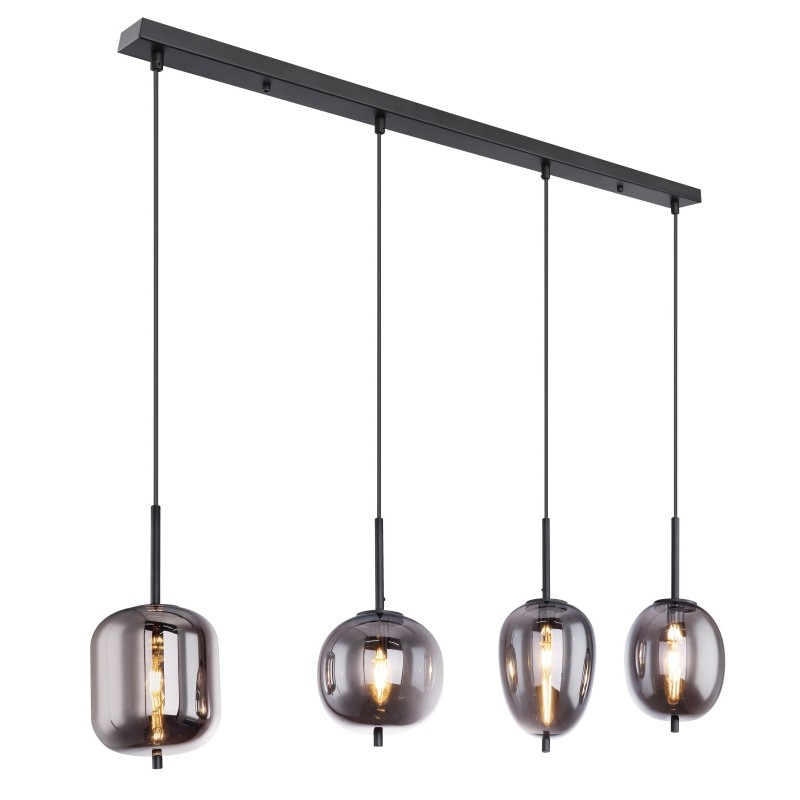 Lustra suspendata cu 4 pendule design modern BLACKY fumuriu 15345-4 GL