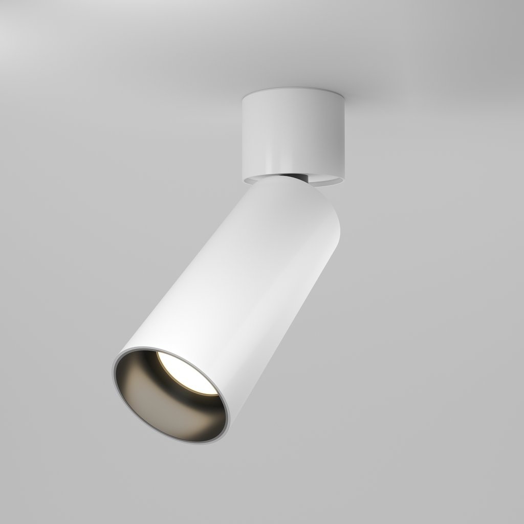 Spot LED aplicat directionabil design tehnic Focus alb, 3000K