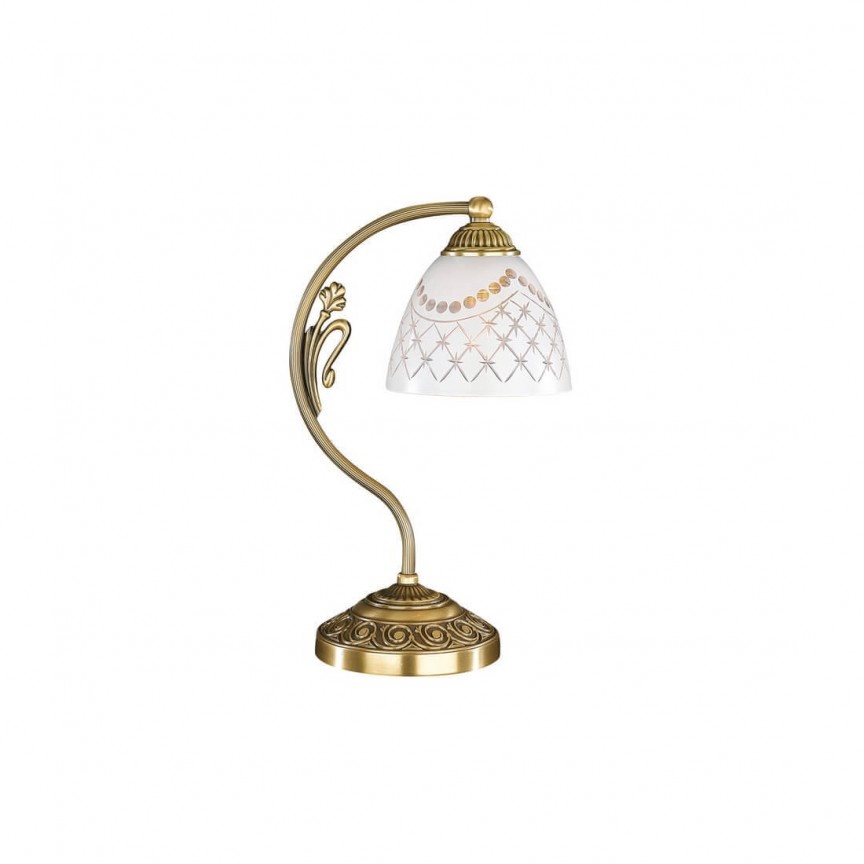 Veioza, lampa de masa clasic design italian din alama, sticla 7052 RA-P. 7052 P