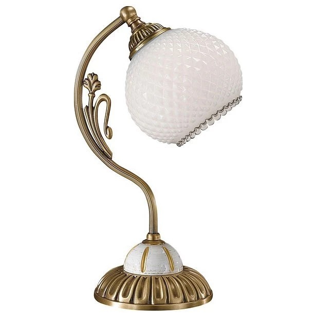 Veioza, lampa de masa clasic design italian din alama, sticla si lemn 8605 RA-P. 8605 P