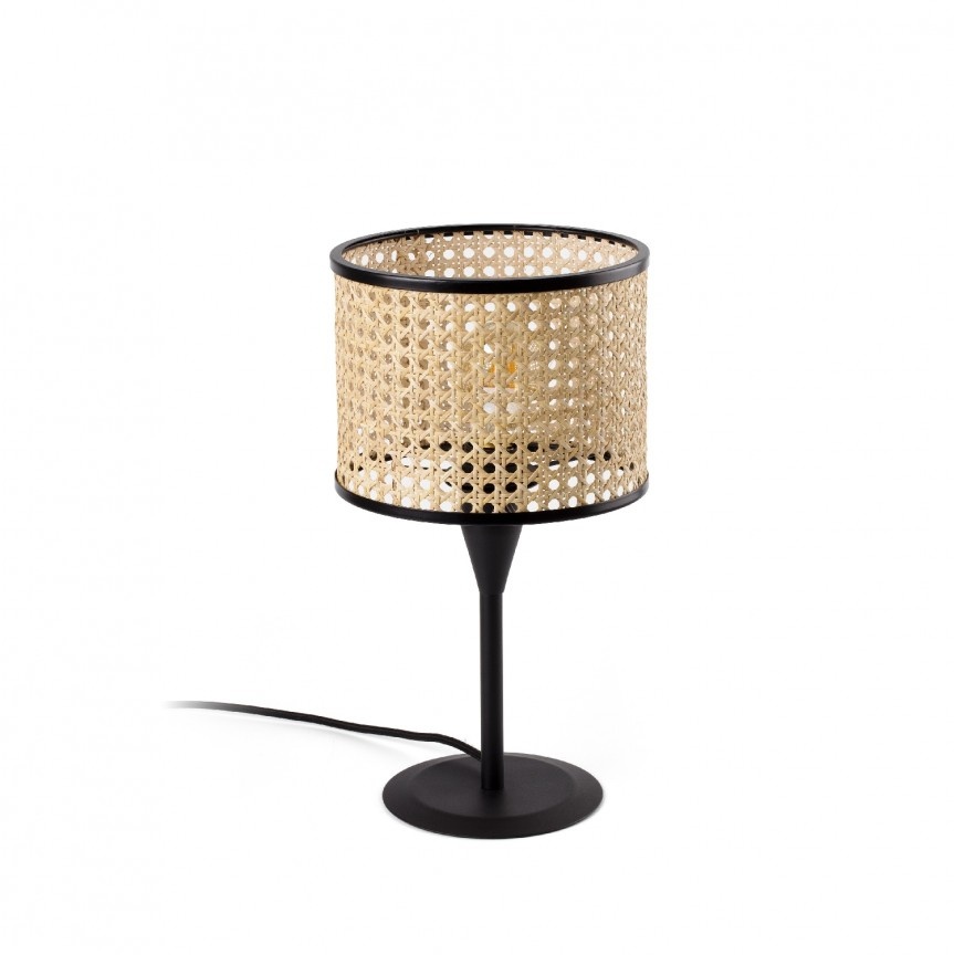 Veioza / Lampa de masa moderna design natural MAMBO mini negru/ratan 64317-47