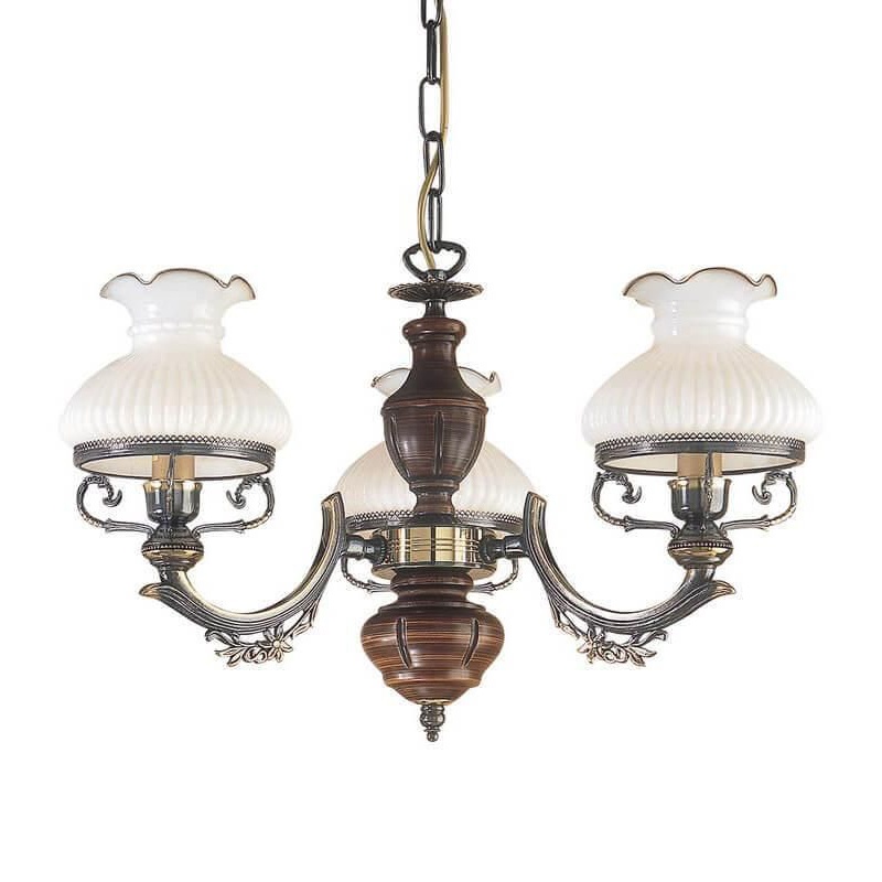 Candelabru cu 3 brate design italian din alama cu lemn 2810