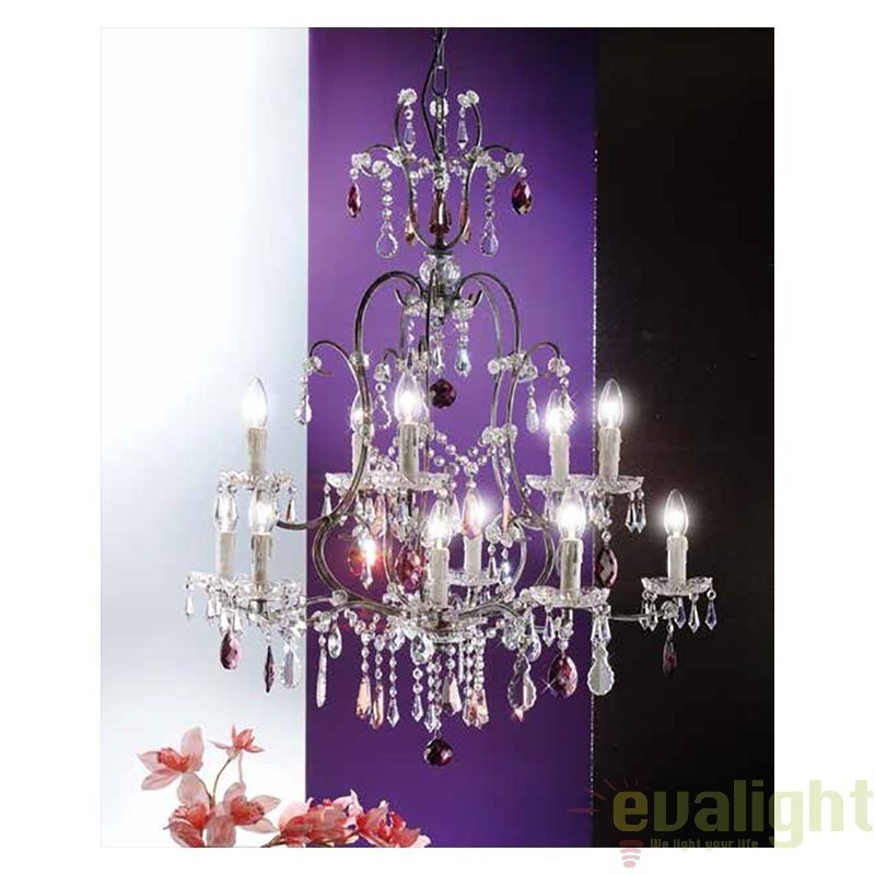 Candelabru LUX super elegant cristal cu 11 brate Verona antik-silber LU 2370/5+5+1 OR