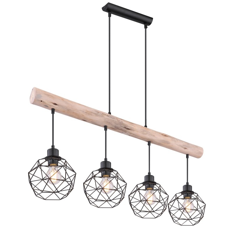 Lustra cu 4 pendule design modern Theodor lemn 15416-4 GL