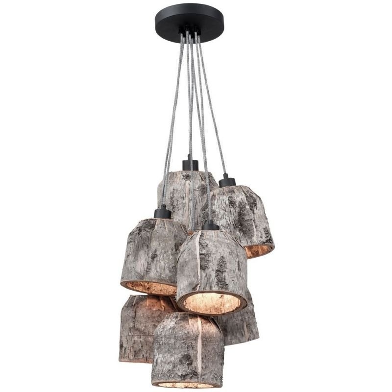 Lustra cu 7 pendule design rustic din lemn ASPEN ASPEN24/H7/N