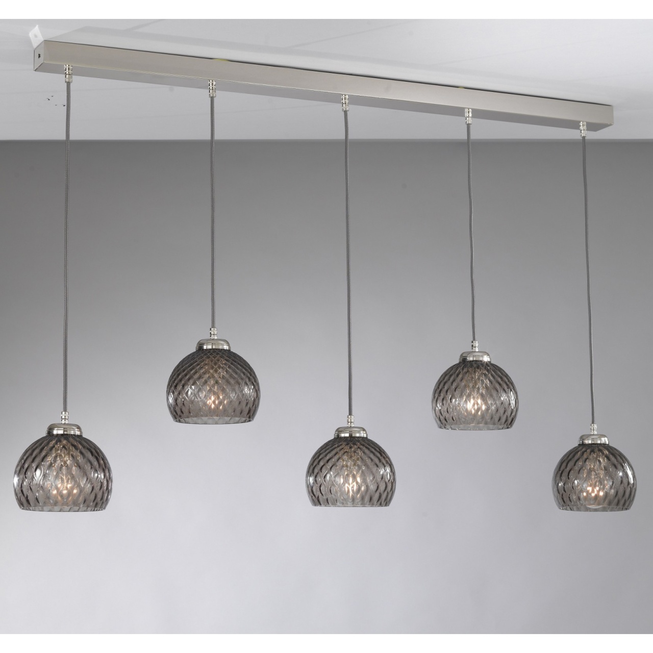 Lustra moderna cu 5 pendule design italian 10003 fumuriu