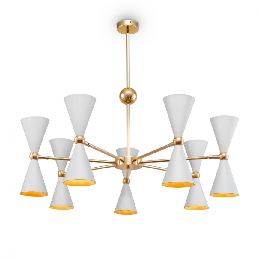 Lustra suspendata design decorativ Vesper alb/auriu MYMOD108PL-14WG