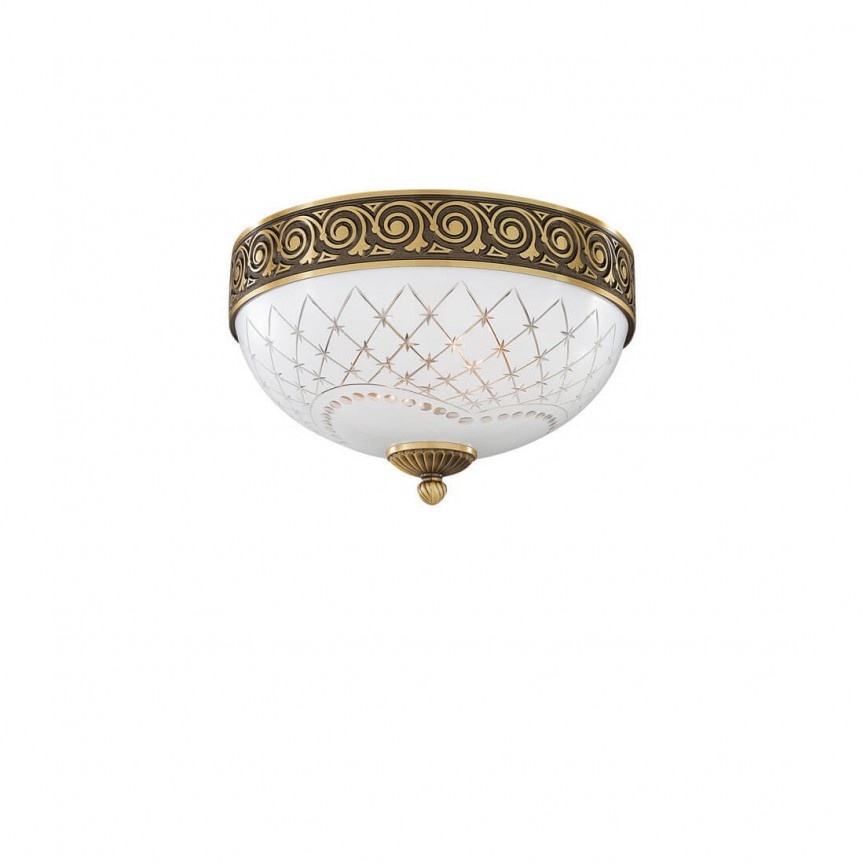 Plafoniera clasic design italian din alama, sticla 7002 RA-PL. 7002/2