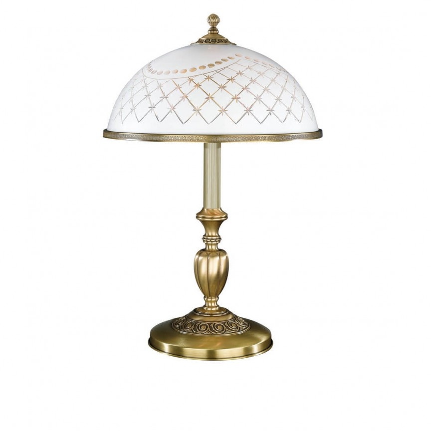 Veioza, lampa de masa clasic design italian din alama, sticla 7002 RA-P. 7002 G