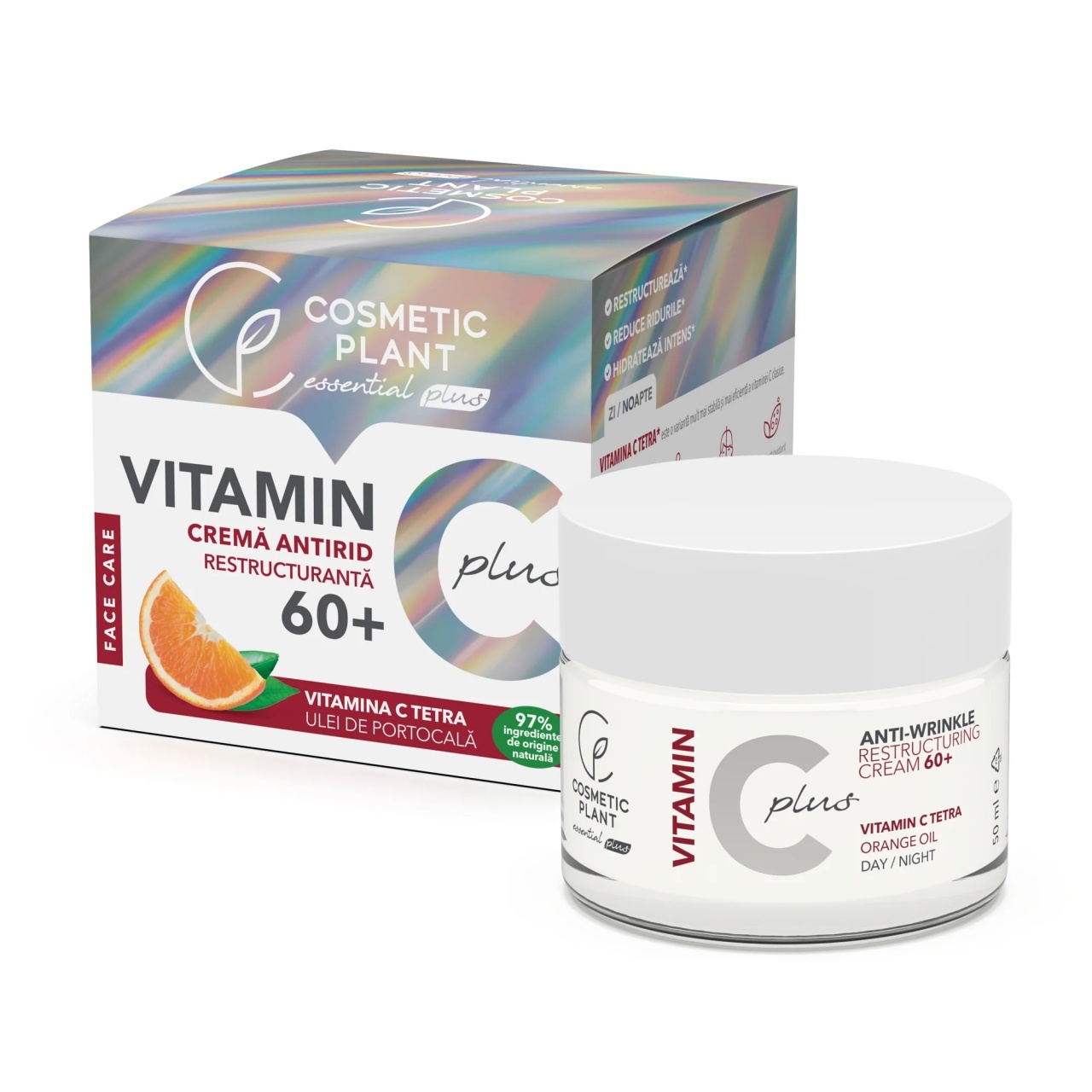 1001cosmetice.ro Crema antirid restructuranta 60+ Vitamin C Plus Cosmetic Plant, 50 ml