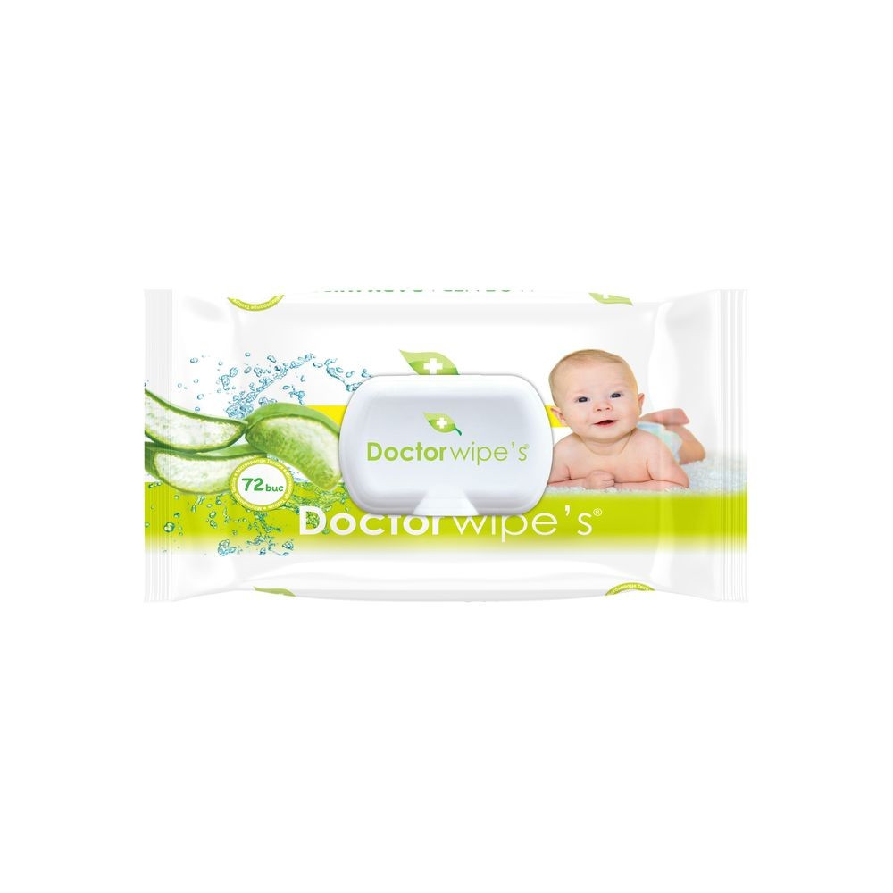 DOCTOR WIPES ALOE VERA SERVETELE UMEDE COPII 72 BUC. CAPAC - 2 | YEO