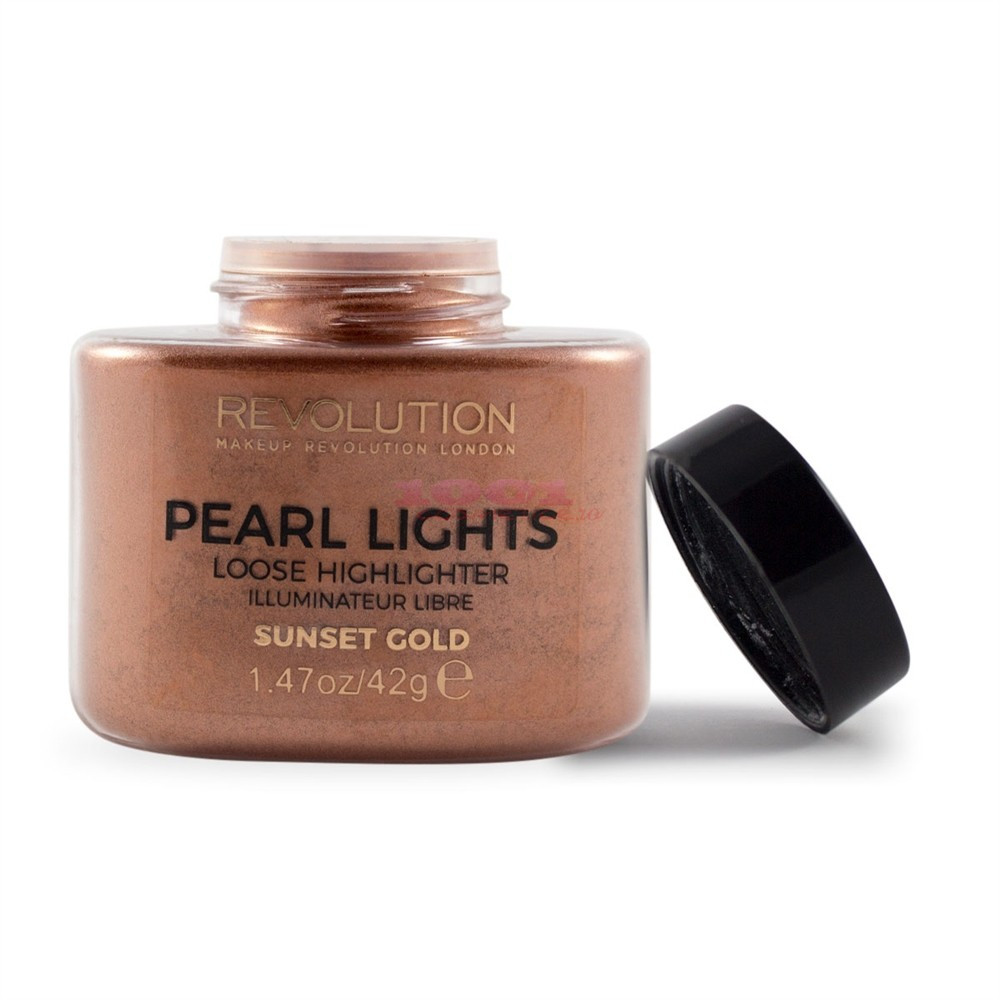 MAKEUP REVOLUTION PEARL LIGHTS LOOSE HIGHLIGTER SUNSET GOLD ILUMINATOR PUDRA - 1 | YEO