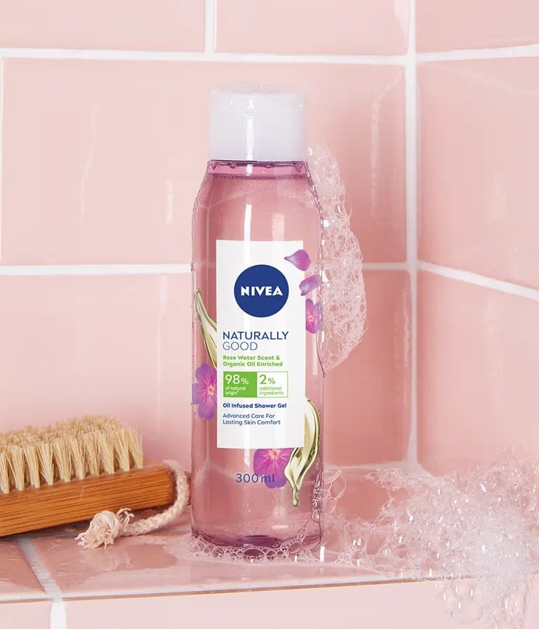 NIVEA NATURALLY GOOD OIL INFUSED GEL DE DUS CU APA DE TRANDAFIR SALBATIC SI ULEI DE ARGAN BIO - 3 | YEO