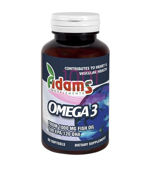 ADAMS OMEGA 3 1000 MG ULEI DE PESTE 180EPA/120DHA 90 CAPSULE GELATINOASE MOI