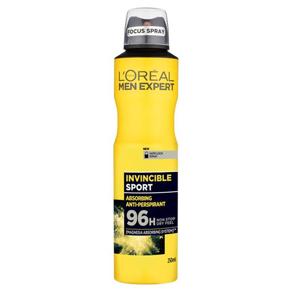 LOreal Antiperspirant deo spray Invincible Sport 96H, Loreal Men Expert, 250 ml