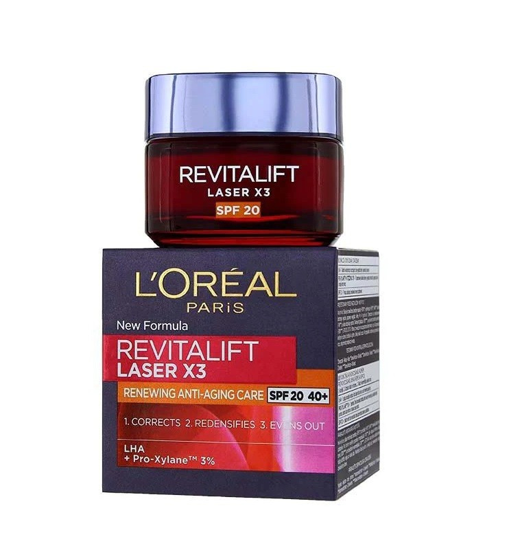 LOreal Crema antirid de zi, Loreal Revitalift Laser X3 Anti-Anging, 40+, SPF 20, 50 ml