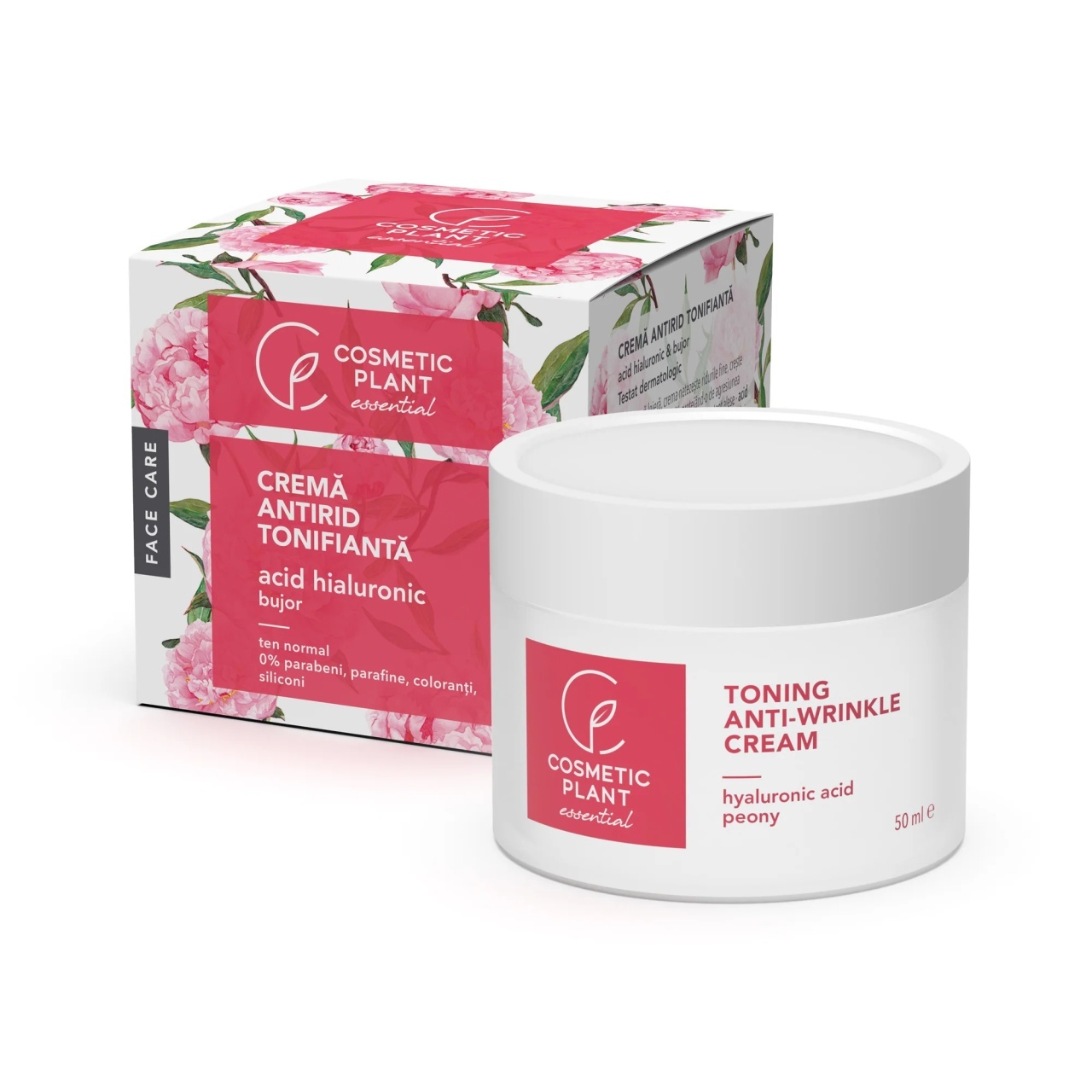 1001cosmetice.ro Crema antirid tonifianta cu acid hialuronic & bujor Cosmetic Plant, 50 ml