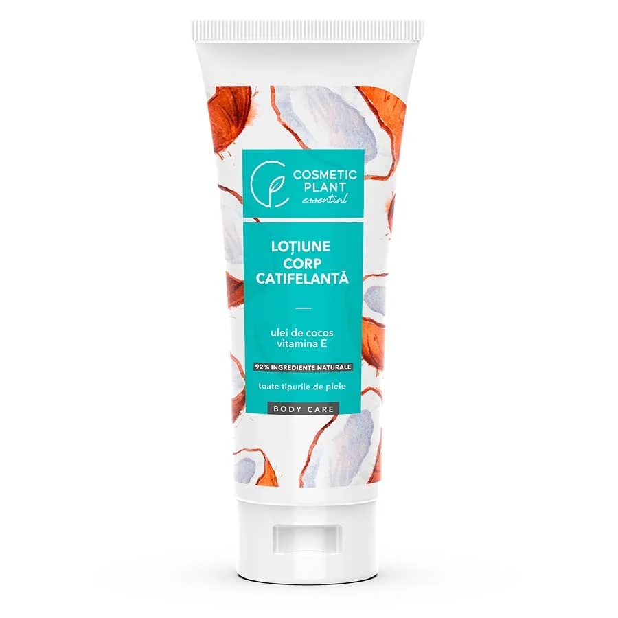 1001cosmetice.ro Lotiune de corp catifelanta, cu Ulei de Cocos si Vitamina E, Cosmetic Plant, 200 ml