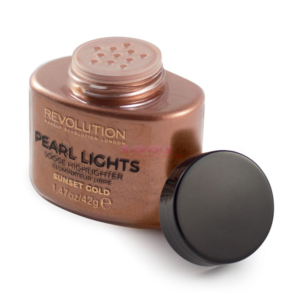 MAKEUP REVOLUTION PEARL LIGHTS LOOSE HIGHLIGTER SUNSET GOLD ILUMINATOR PUDRA - 2 | YEO