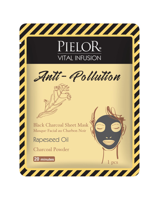 1001cosmetice.ro PIELOR VITAL INFUSION COOLING BLACK CHARCOAL MASK MASCA DE FATA TEXTILA ANTIPOLUARE CU CARBUNE NEGRU SI ULEI DE RAPITA