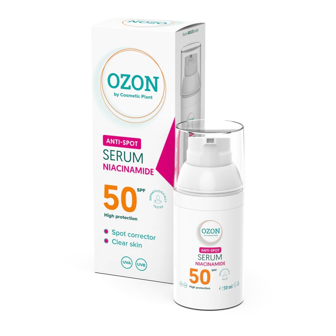 1001cosmetice.ro Ser OZON Anti-Spot 30 ml cu niacinamidă si SPF 50 Cosmetic Plant, 30 ml