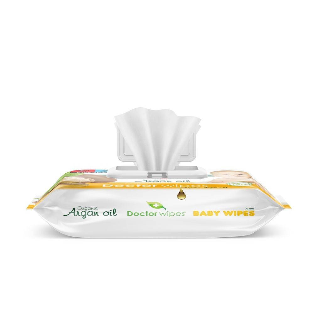 DOCTOR WIPES ARGAN SERVETELE UMEDE COPII 72 BUC. (Optiuni de comanda: CU CAPAC) - 1 | YEO