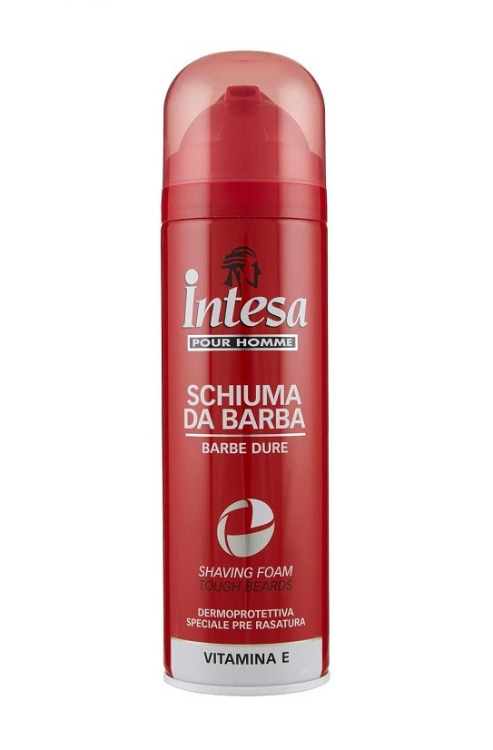 INTESA POUR HOMME SHAVING FOAM TOUGH BEARDS SPUMA DE RAS CU VITAMINA E