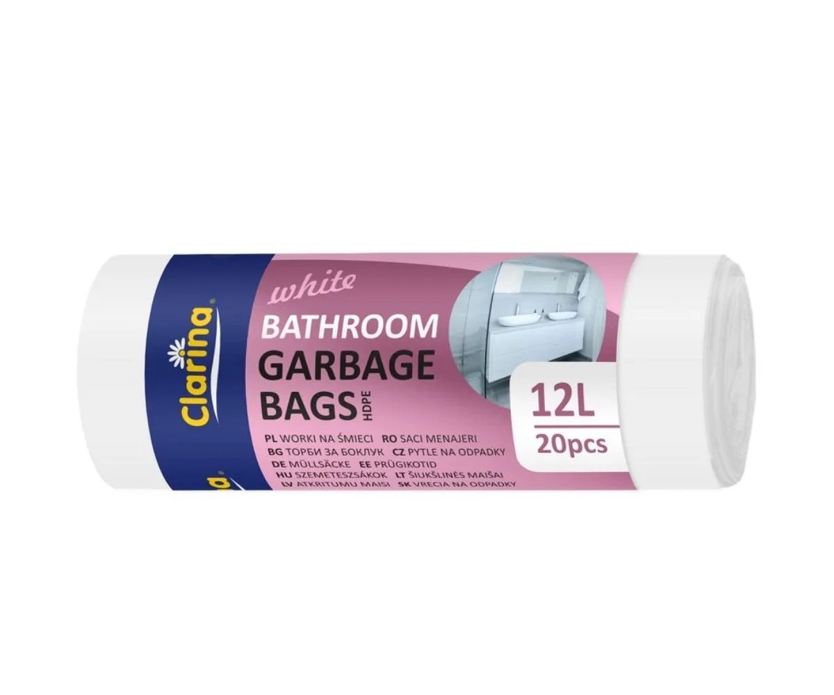 1001cosmetice.ro Saci menajeri albi, pentru baie sau cosuri de birou,12L, Clarina 5067