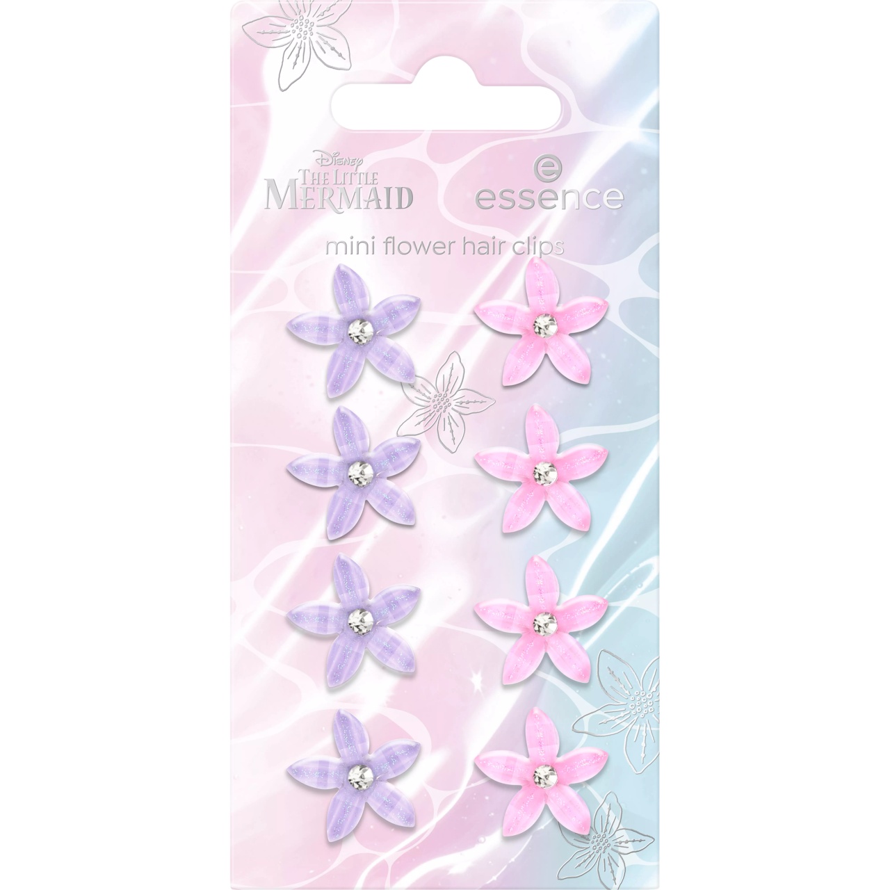 1001cosmetice.ro Set de 8 mini-clame de par in formă de floare din colectia Disney THE LITTLE MERMAID Essence