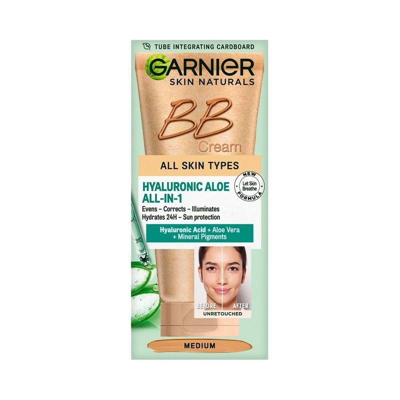 1001cosmetice.ro GARNIER SKIN NATURALS HYALURONIC ALOE ALL IN 1 BB CREAM MEDIUM