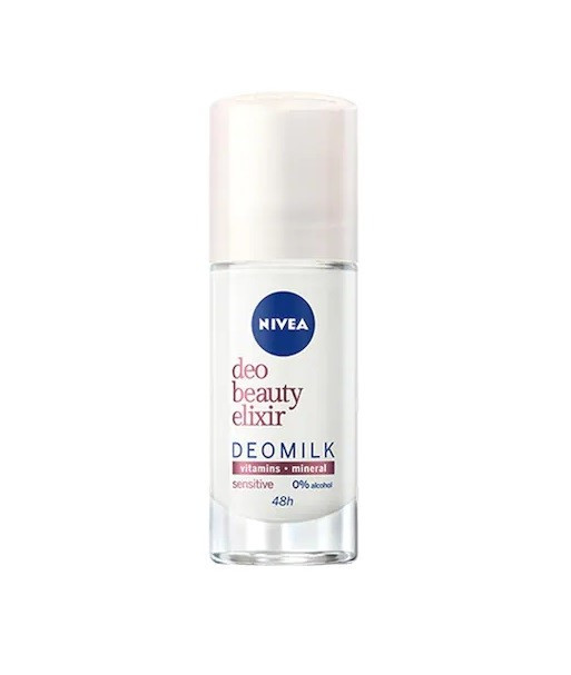 NIVEA BEAUTY ELIXIR DEOMILK SENSITIVE 48H ANTI-PERSPIRANT DEODORANT ROLL ON FEMEI