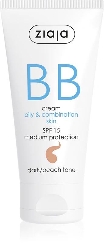 ZIAJA BB cream pentru ten gras & mixt, SPF 15, Dark/peach tone, Ziaja, 50 ml