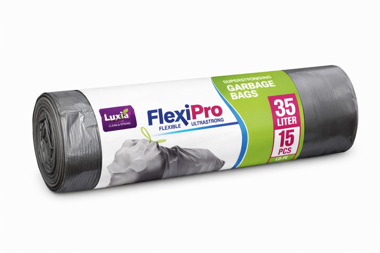 1001cosmetice.ro Saci menajeri Ultrarezistenti, 35L, 15 buc., FlexiPro, LD-PE, Luxia 4122