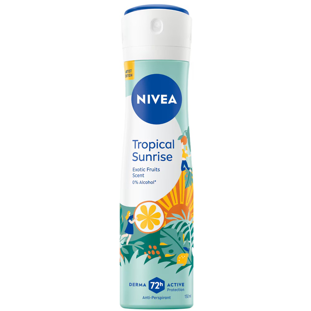 1001cosmetice.ro Antiperspirant spray 72h, 0% alcool, Tropical Sunrise, Nivea, 150 ml
