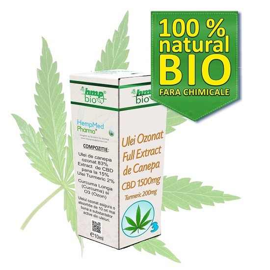 HEMPMED PHARMA ULEI OZONAT FULL EXTRACT DE CANEPA CBD 1500 mg SI TURMERIC 200 mg