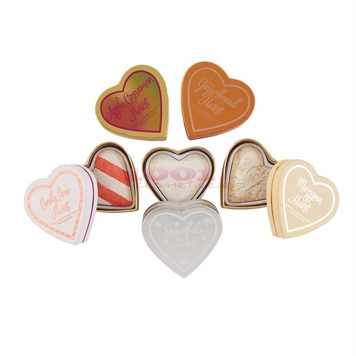 MAKEUP REVOLUTION HEART HEAVEN BAKED HIGHLIGHTER SET 5 ILUMINATOARE - 2 | YEO