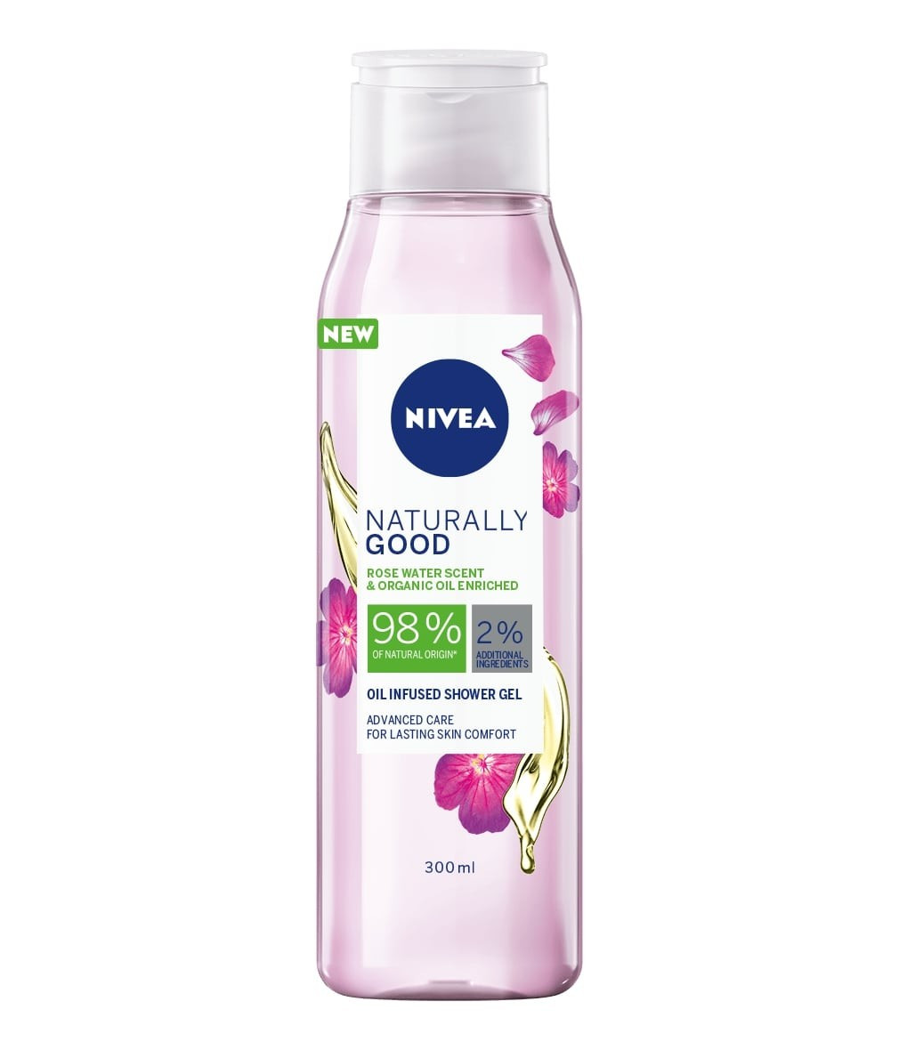 NIVEA NATURALLY GOOD OIL INFUSED GEL DE DUS CU APA DE TRANDAFIR SALBATIC SI ULEI DE ARGAN BIO