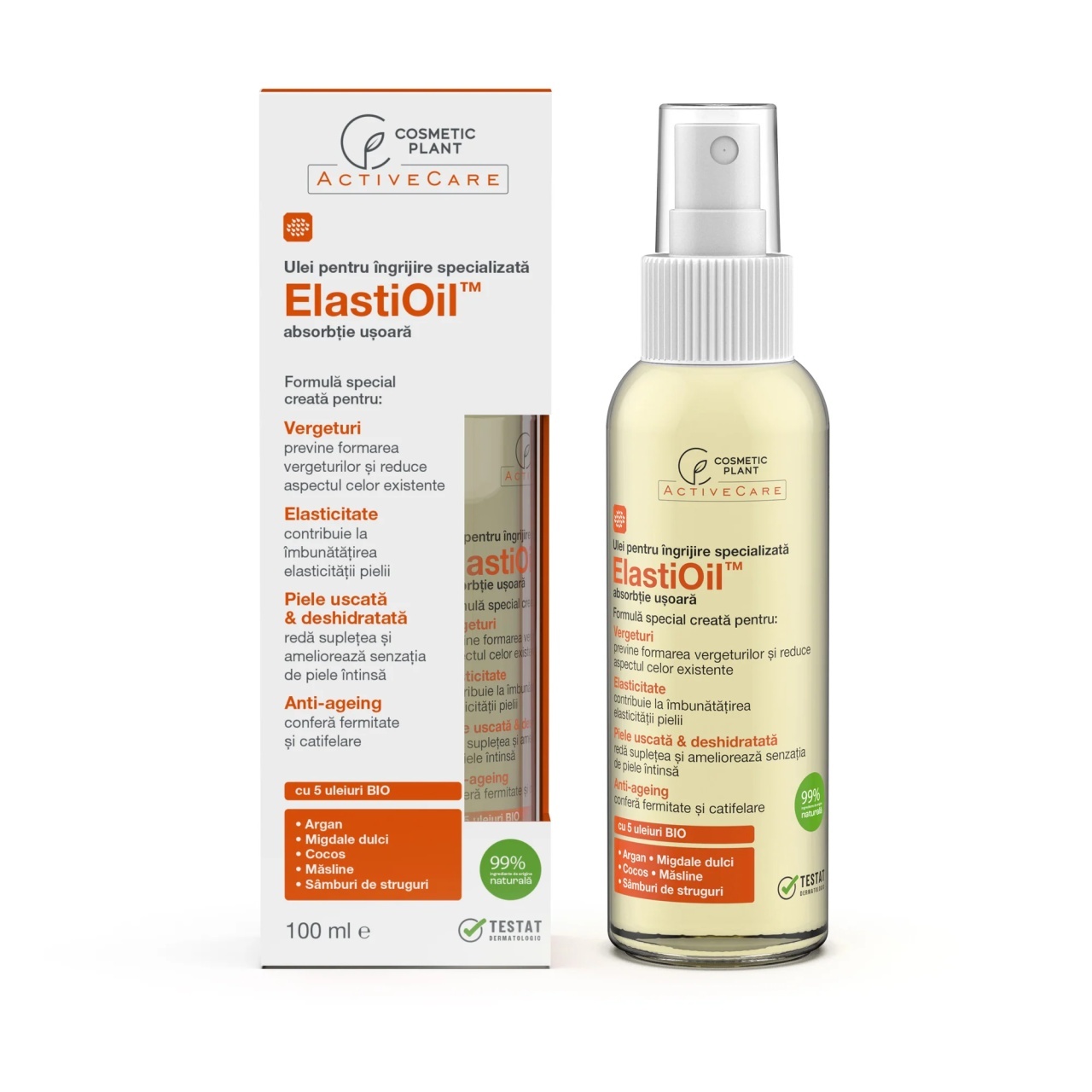 1001cosmetice.ro Ulei pentru ingrijire specializata ElastiOil Active Care Cosmetic Plant, 100 ml