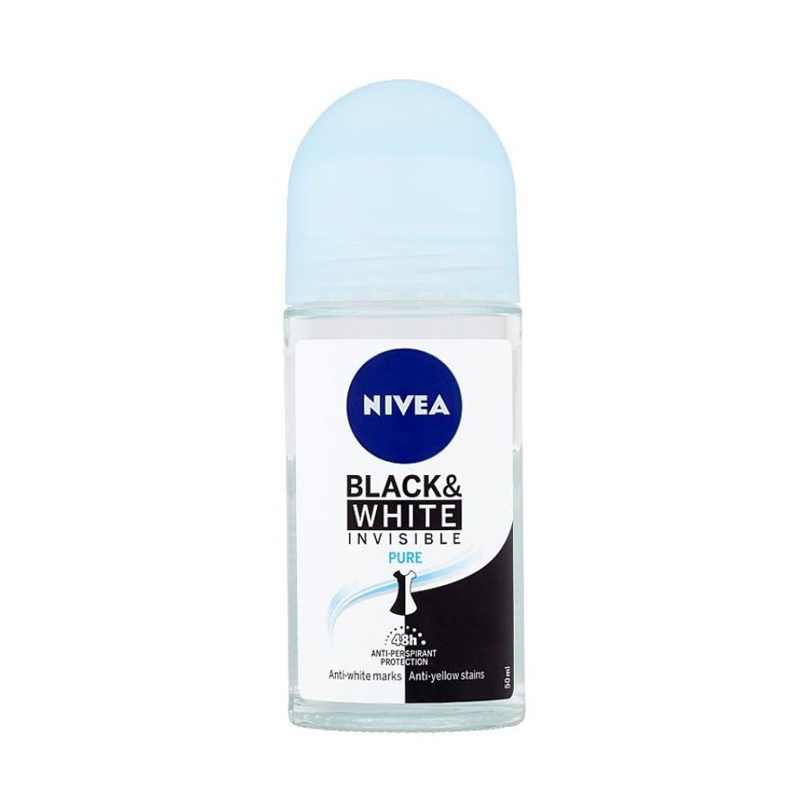 NIVEA BLACK & WHITE PURE INVISIBLE ANTIPERSPIRANT WOMEN ROLL ON - 1 | YEO